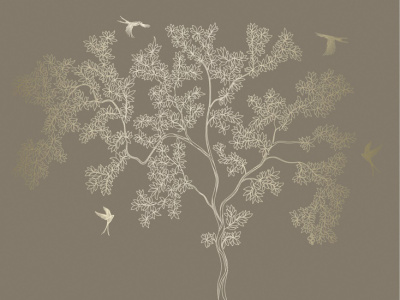 Фреска на флизелиновой основе с покрытием водно-дисперсионной краской. Роспись изображения выполняется золотым, серебрянным или платиновым пигментами