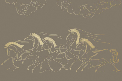 Фреска на флизелиновой основе с покрытием водно-дисперсионной краской. Роспись изображения выполняется золотым, серебрянным или платиновым пигментами