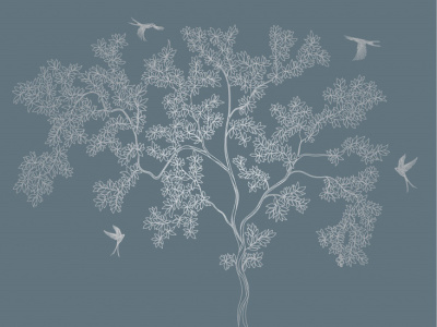 Фреска на флизелиновой основе с покрытием водно-дисперсионной краской. Роспись изображения выполняется золотым, серебрянным или платиновым пигментами