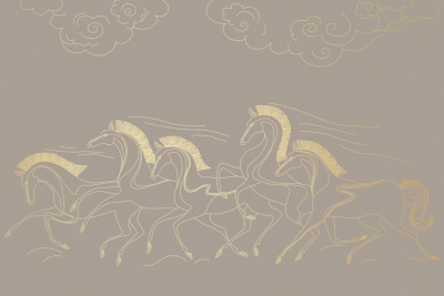 Фреска на флизелиновой основе с покрытием водно-дисперсионной краской. Роспись изображения выполняется золотым, серебрянным или платиновым пигментами