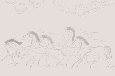 Фреска на флизелиновой основе с покрытием водно-дисперсионной краской. Роспись изображения выполняется золотым, серебрянным или платиновым пигментами