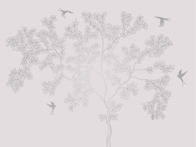 Фреска на флизелиновой основе с покрытием водно-дисперсионной краской. Роспись изображения выполняется золотым, серебрянным или платиновым пигментами