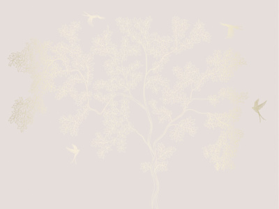 Фреска на флизелиновой основе с покрытием водно-дисперсионной краской. Роспись изображения выполняется золотым, серебрянным или платиновым пигментами