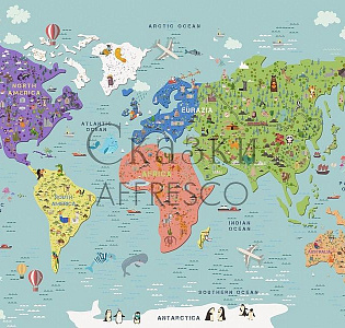 Affresco Сказки Affresco ZK642-COL1 для детской голубой разноцветный