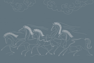 Фреска на флизелиновой основе с покрытием водно-дисперсионной краской. Роспись изображения выполняется золотым, серебрянным или платиновым пигментами