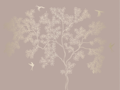 Фреска на флизелиновой основе с покрытием водно-дисперсионной краской. Роспись изображения выполняется золотым, серебрянным или платиновым пигментами