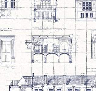 Paper Partnership University of Oxford Archives II WP0090702 для кабинета для комнаты белый синий