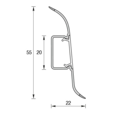 Напольный пластиковый плинтус 2200х55х22 с центральным кабель-каналом для монтажа и проводов. Минимальный заказ 1кор. (20 шт.)