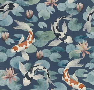 Rasch Кимоно (Kimono) 409444 для спальни для гостиной для коридора для кабинета для загородного дома для комнаты синий