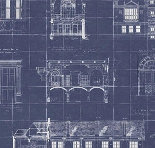 Paper Partnership University of Oxford Archives II WP0090701 для кабинета для комнаты синий