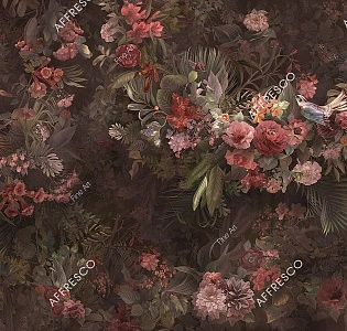 Affresco Fine Art RE881-COL3 для спальни для гостиной для загородного дома для комнаты коричневый бордовый