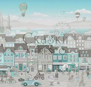 Affresco Сказки Affresco ZK673-COL2 для детской кофейный капучино бирюзовый