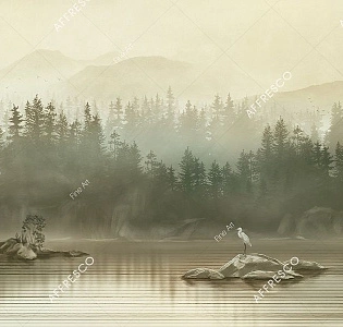 Affresco Fine Art RE914-COL3 для спальни для гостиной для загородного дома для комнаты бежевый зеленый