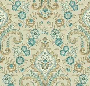 York Williamsburg  WM2548 для спальни для гостиной для загородного дома для комнаты бежевый бирюзовый
