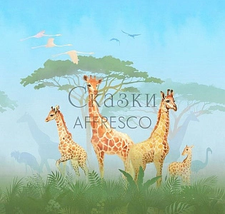Affresco Сказки Affresco OF601-COL4 для детской голубой бирюзовый зеленый