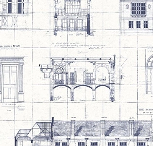 Paper Partnership University of Oxford Archives II WP0090702 для кабинета для комнаты белый синий