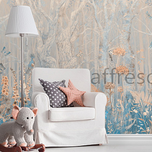 Affresco Exclusive AB325-COL4 для спальни для гостиной для загородного дома для комнаты бежевый оранжевый голубой